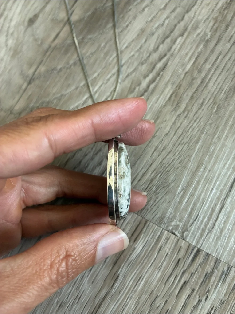Vintage Sterling Silver White Buffalo Turquoise Artisan Pendant Necklace